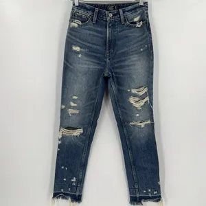 Abercrombie &‎ Fitch Annie High Rise Girlfriend Jeans Distressed Size 24 / 00R thumbnail 3