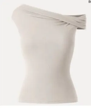 New OGL Women's Size Small White One Shoulder Skin Kiss Blouse Top thumbnail 1