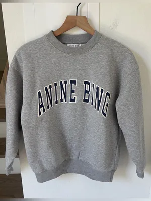 Anine Bing Spencer Sweatshirt Logo in Heather Grey NWT thumbnail 2