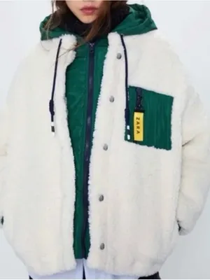 Zara White Sherpa Jacket thumbnail 1