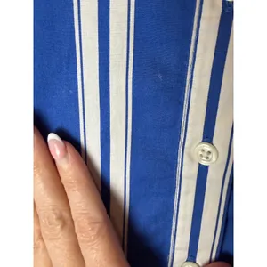 J Crew Amelia Shirt Dress Women 0 Blue White Striped Ruffle Hem Preppy Nautical thumbnail 9