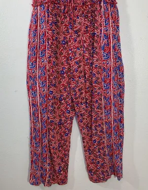 Fat Face Red Natalie Meadow Floral Milkmaid Cottagecore Wide Leg Jumpsuit Sz 12 thumbnail 6