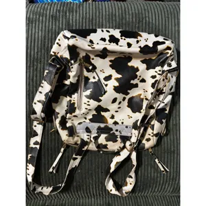 Boutique Cow Print Backpack Purse Womens OS White Black Vegan Leather Western thumbnail 2