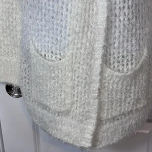 Mudd Fluffy Eyelash Knit Cardigan XS Cream Cozy Soft Girl Open Front Cottagecore thumbnail 11