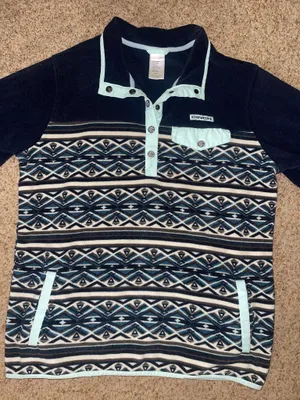 Cinch Women’s Pullover Fleece Aztec Print Blue Sweater Large thumbnail 1