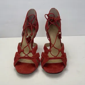 Michael Kors Mirabel Red Suede Lace Up Heel Sandal Womens 8M Strappy‎ Event thumbnail 4