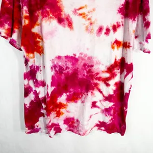 Hanes Size XL Top Something Bright Tie Dye Handmade Pink White Tee V Neck 203‎ thumbnail 8