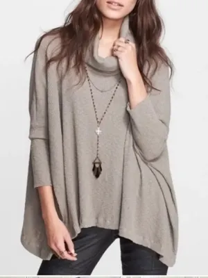 FP Beach Free People Tan/Brown “World Traveler” Cowl Neck Open Back Pullover thumbnail 10