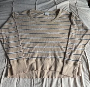 Yellow Striped Aerie Crewneck thumbnail 1