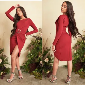 Lavish Alice Ruby Long‎ Sleeve Ponte Midi Dress Burgundy Womens US Size 6 NEW thumbnail 5