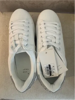 White tennis shoes with rhinestones / sparkles thumbnail 5