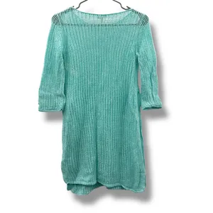Eileen Fisher Organic Linen Light Blue Open Knit Slub Tunic Sweater Top‎ Sz S thumbnail 6