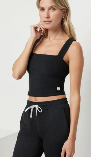 Vuori Black Square Neck Cropped Tank Top thumbnail 1