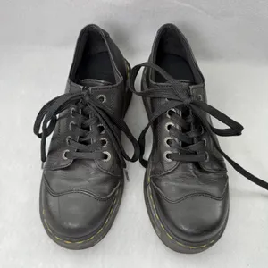 Dr. Martens Black Leather Platform Oxfords Chunky Lug Sole Lace Up Shoes Grunge thumbnail 2