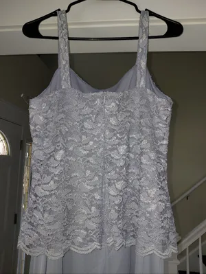 NWT Marina Silver/Grey Lace Chiffon Long Gown Size 6 | Elegant Wedding Guest thumbnail 13