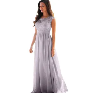 Women’s Blue Gray Chiffon & Lace Full Length Bridesmaid Formal Dress Size 12 NWT thumbnail 10