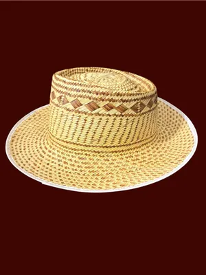 Handwoven Straw Sun Hat Natural Tan Wide Brim Boho Beach Resort Unisex One Size thumbnail 2