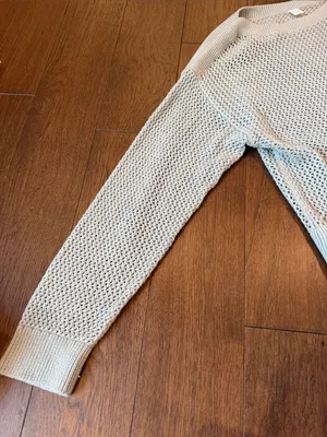 Old Navy Sage Green Open-Knit Crewneck Sweater Size Small - P303 thumbnail 3
