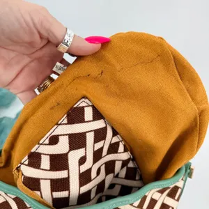 Spartina 449 Madison Stanley Bucket Bag Linen Liner Leather Teal Brown Geometric thumbnail 6