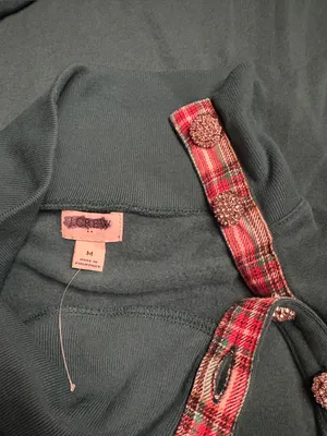 J Crew Factory Jewel-button mockneck pullover green Size M NWOT thumbnail 4