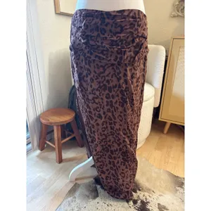 Reformation Leopard Evalin‎ Low Waist Midi Skirt Side Slit Rushed Size 8 thumbnail 3