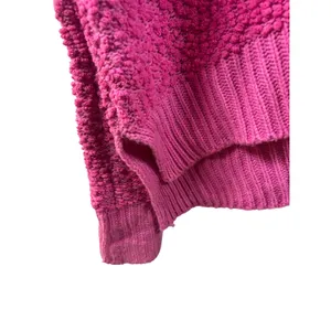 POL Pink Knit Popcorn Hoodie Large V Neck Long Sleeve‎ Pullover Sweater Womens thumbnail 6