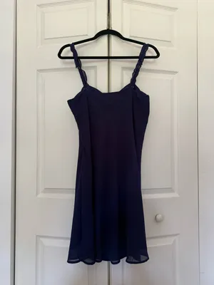 NWT Urban Outfitters Johnson Ruffle Mini Dress Navy Blue Chiffon Size XL thumbnail 10