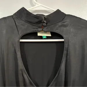 Farm Rio Black Heart Cutout Satin Dress XS thumbnail 5