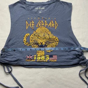Def Leppard‎ Pyromania 1983 Tour Blue Crop Tank Top Size M Goodie Two Sleeves thumbnail 5