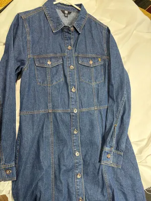 Frye Women's Long Sleeve Button Front Pocket Denim Mini Shirt Dress thumbnail 2