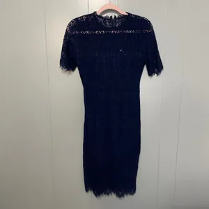 Lulus Remarkable Navy Blue Sheer Lace Short Sleeve Event Cocktail Mini Dress M thumbnail 3