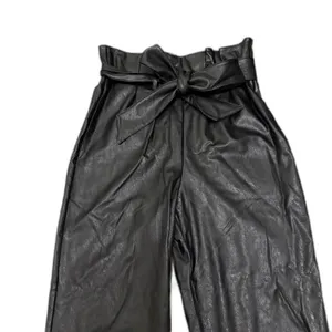 NWT Evereve‎ Commando Faux Leather Paperbag Pants Black Belted Edgy Size XS thumbnail 4