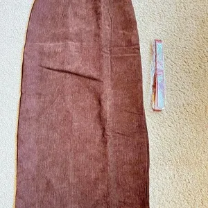 Retro brown Corduroy Slit Skirt Female Mid-length High Waist‎ Elegant Skirt xxs thumbnail 3