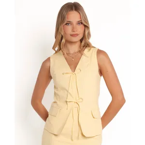 PETAL + PUP Meara Tie Front Vest Top Yellow Size Medium thumbnail 2