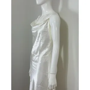 White Satin Lace Slip Dress Backless Strappy Maxi Nightgown Women’s Size S⁠ thumbnail 6