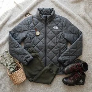 The North Face Womens Jester Quilted Jacket Grey Full Zip Puffer Small‎ Heather thumbnail 1