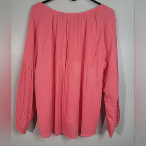 Women's coral pink V-neck blouse, LOFT brand. Size XL. NWT thumbnail 2