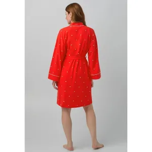 BEDHEAD Pajamas Heart Dot Stretch Organic Cotton Jersey Robe in Tiny Hearts L/XL thumbnail 3