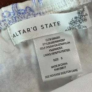 Altar'd State Blue White Toile Mini Dress Tie Strap Ruffle Small 25ER69WZBP thumbnail 4