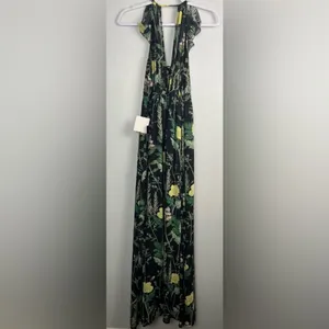 NWT Lulu’s Leaf Your Mark Black Floral Print Maxi Dress size XS thumbnail 8