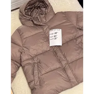 Victoria's Secret PINK Marshmallow Puffer Jacket Taupe Hooded Coat Large thumbnail 7