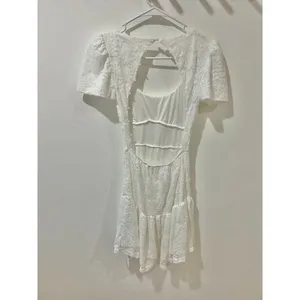 Commense NWT Women Small White Lace Open Back Mini Dress Summer Cottage Coquette thumbnail 7