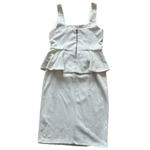 Alice + Olivia Isaac Peplum Sheath Dress Neutral Workwear Office Cocktail Sz S thumbnail 6