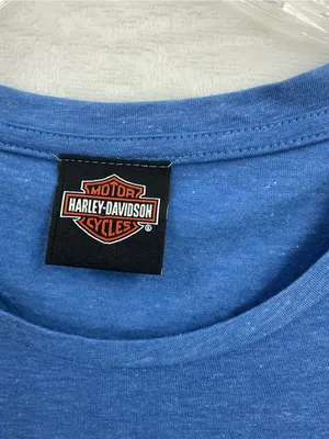 Harley-Davidson Blue Tee with Black Label and Orange Logo 852 thumbnail 4