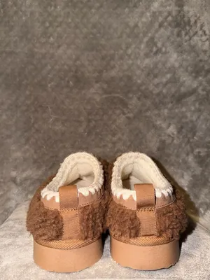 Auden Women's Kaya Genuine Suede Clog Slippers Brown Fuzzy Shearling thumbnail 4