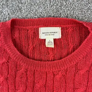Banana Republic Sweater Womens L‎ Red 100% Alpaca Cable Knit Crew Neck Pullover thumbnail 3
