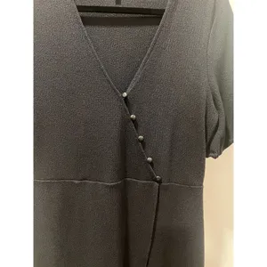 Madewell Black Cross Front Button Mini Dress 90s Minimalist thumbnail 8
