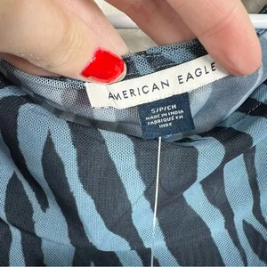 American Eagle NWT Blue‎ Zebra Print Flared Long Sleeve Dress thumbnail 2