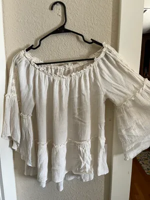Off The Shoulder Boho Top White Size M thumbnail 4