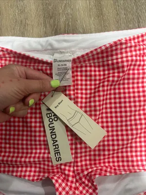 No Boundaries Red Gingham Swim Boyshorts thumbnail 2